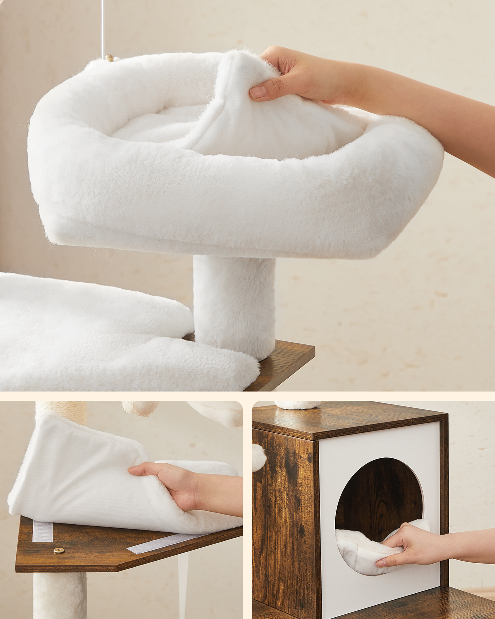 FEANDREA Kratzbäume FEANDREA Kratzbaum mit Katzenklo-Schrank 2-in-1 braun