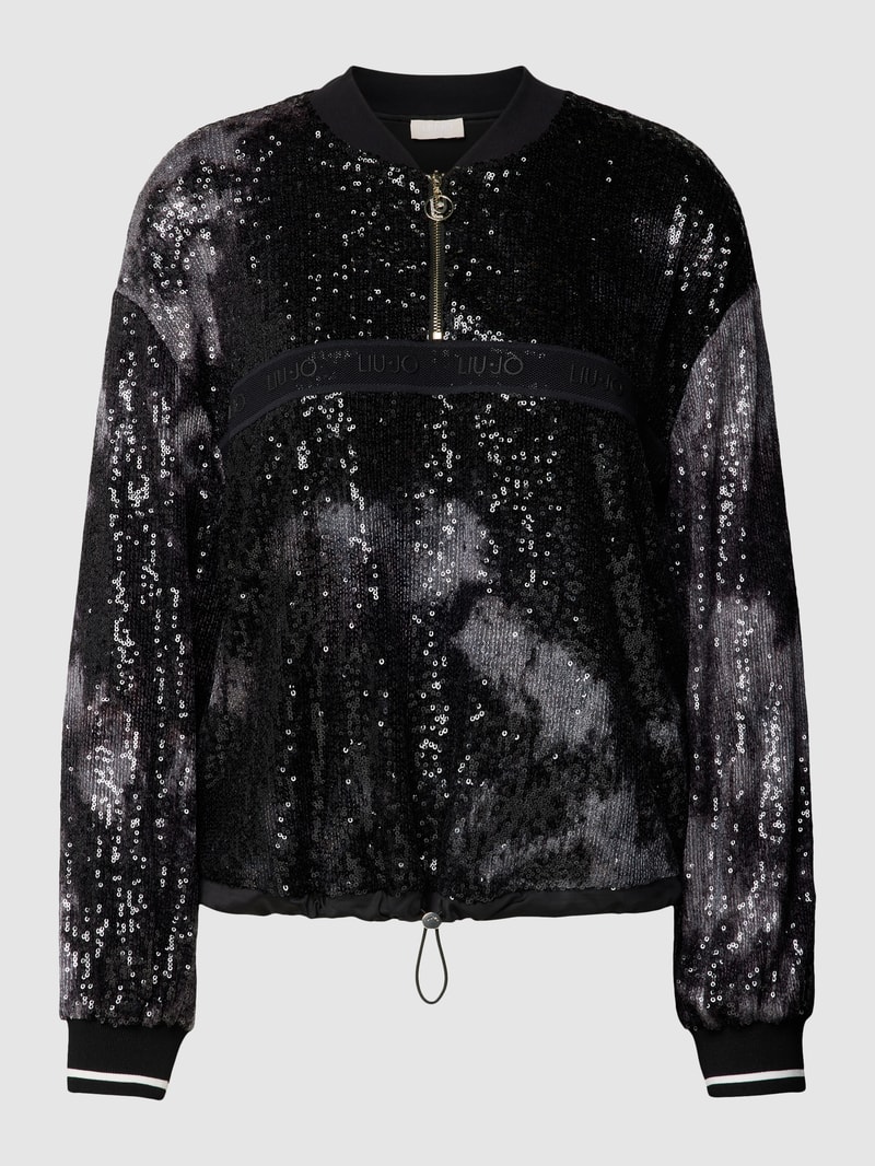 Pullover mit Paillettenbesatz in black