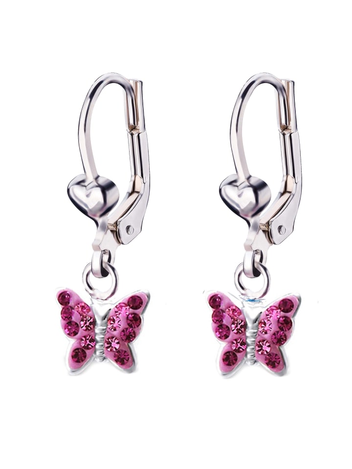schmuck23 Ohrringe 925 Silber Schmetterling in Pink günstig kaufen onesize