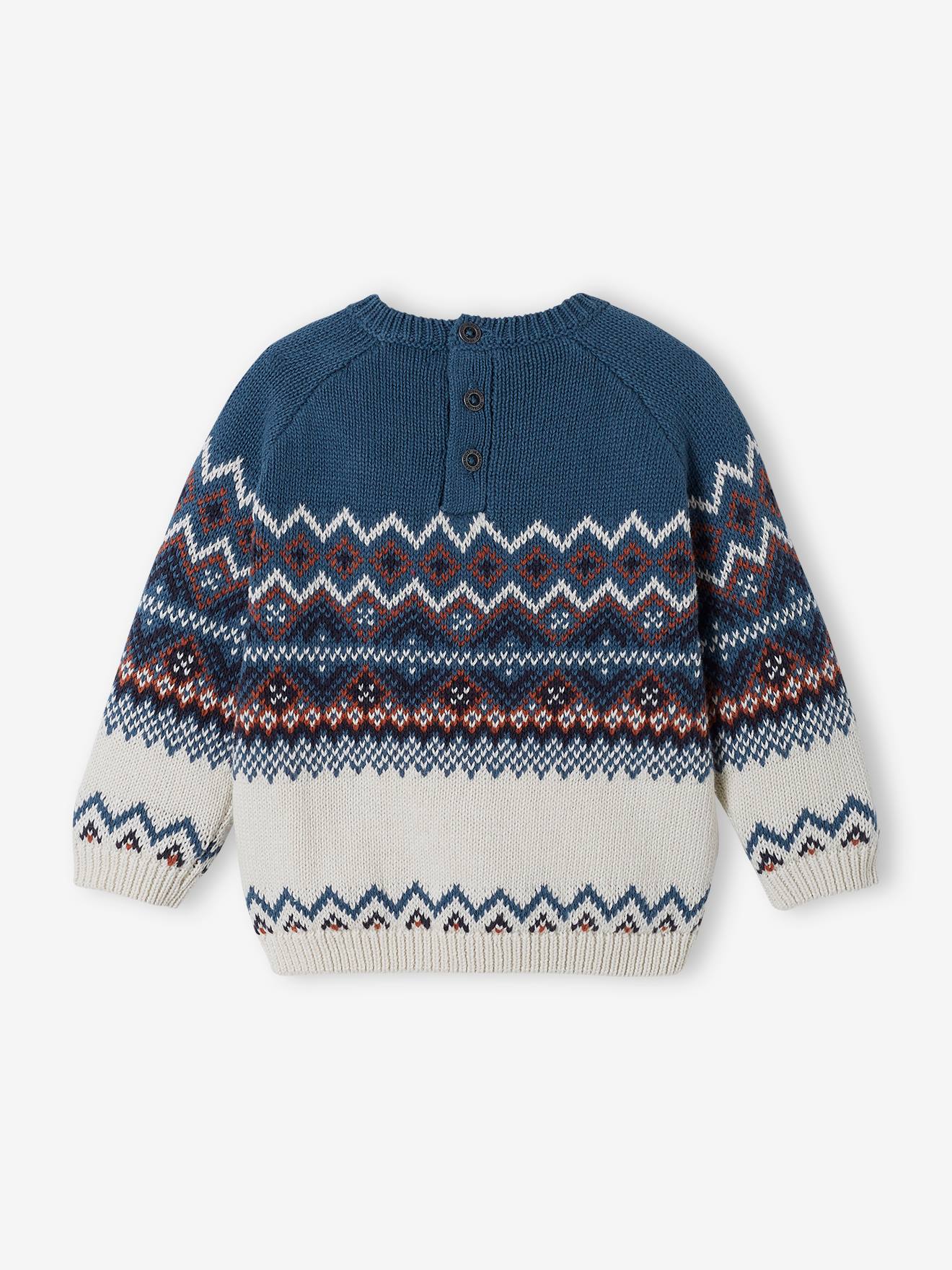 Pull jacquard bébé cannelle