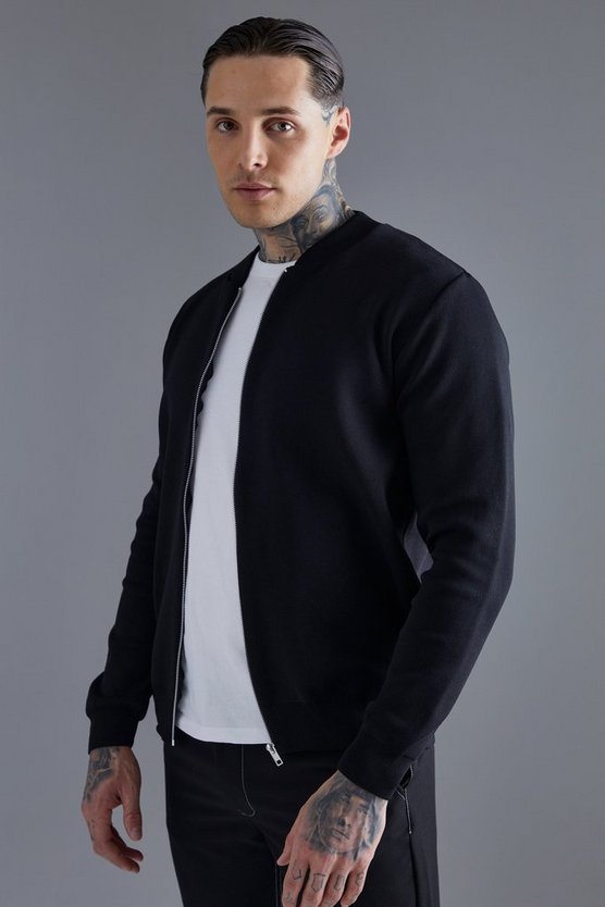 Smarte Strick-Bomberjacke