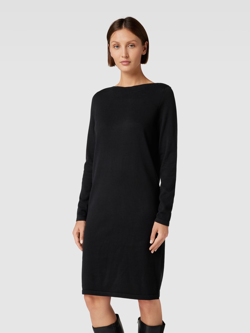 Knielanges Kleid mit U-Ausschnitt in schwarz