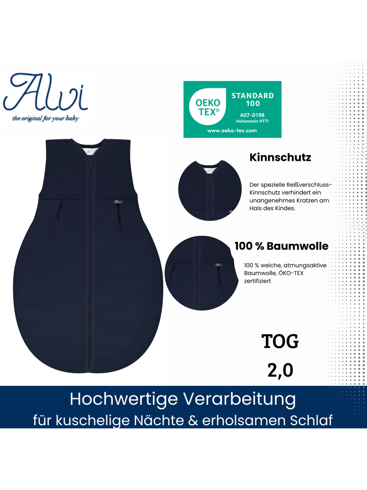 Kinderhaus Blaubär 4-Season Mull-Schlafsack TOP in Poseidon günstig kaufen