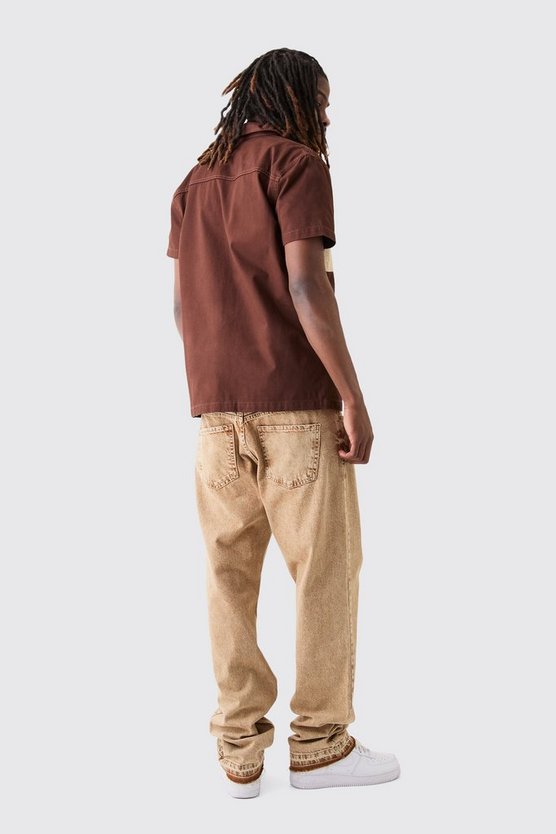 Short Sleeve Contrast Pocket Twill Shirt