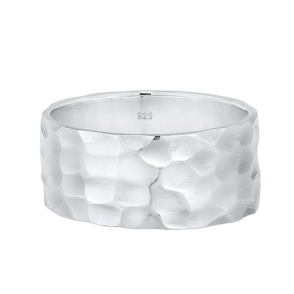 Elli Elli Bague Femmes Bande Basique Martelé en Argent Sterling 925 Bague