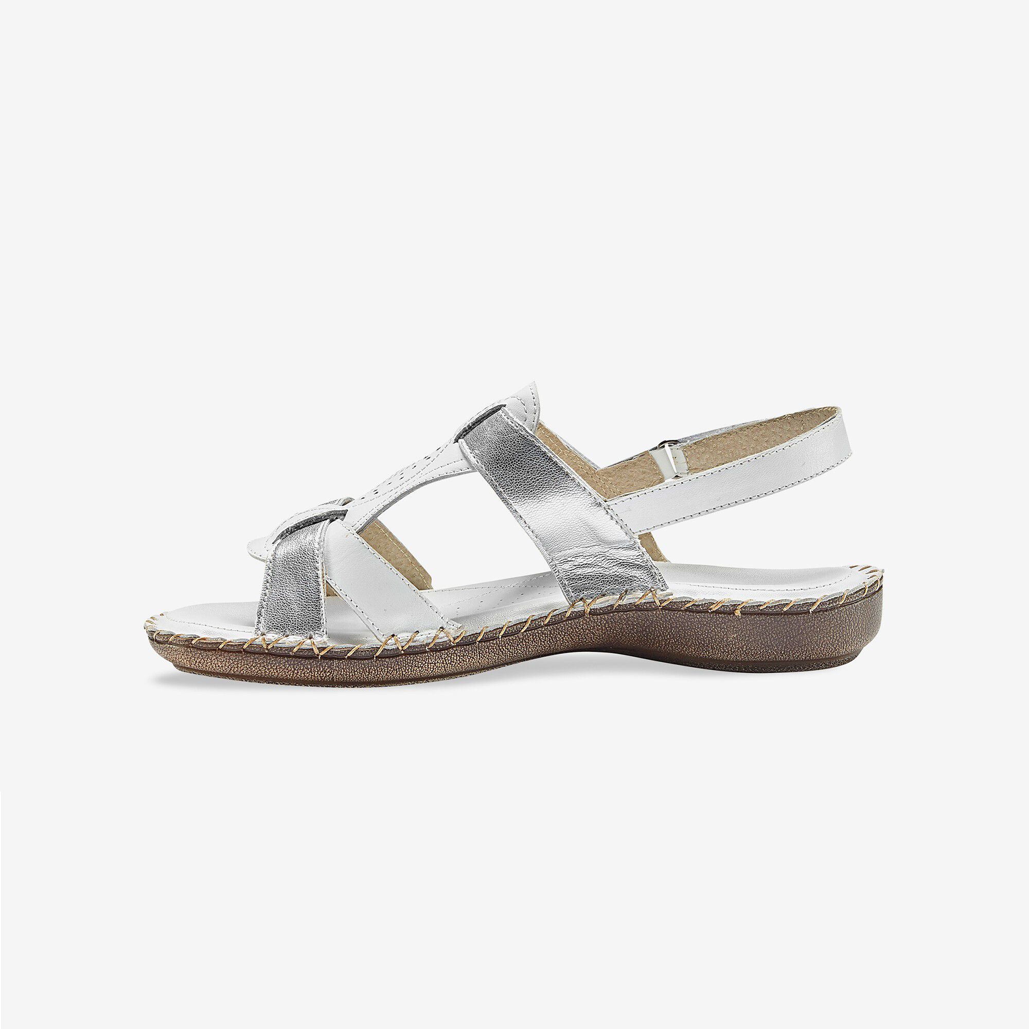 Sandales bicolores en cuir extra souple