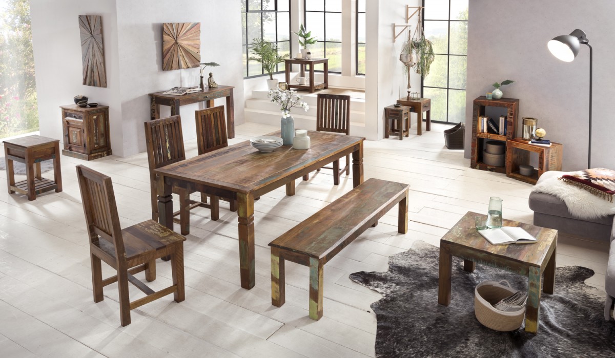 Wohnling Shabby-Chic Nachttisch KALKUTTA Mango-Holz