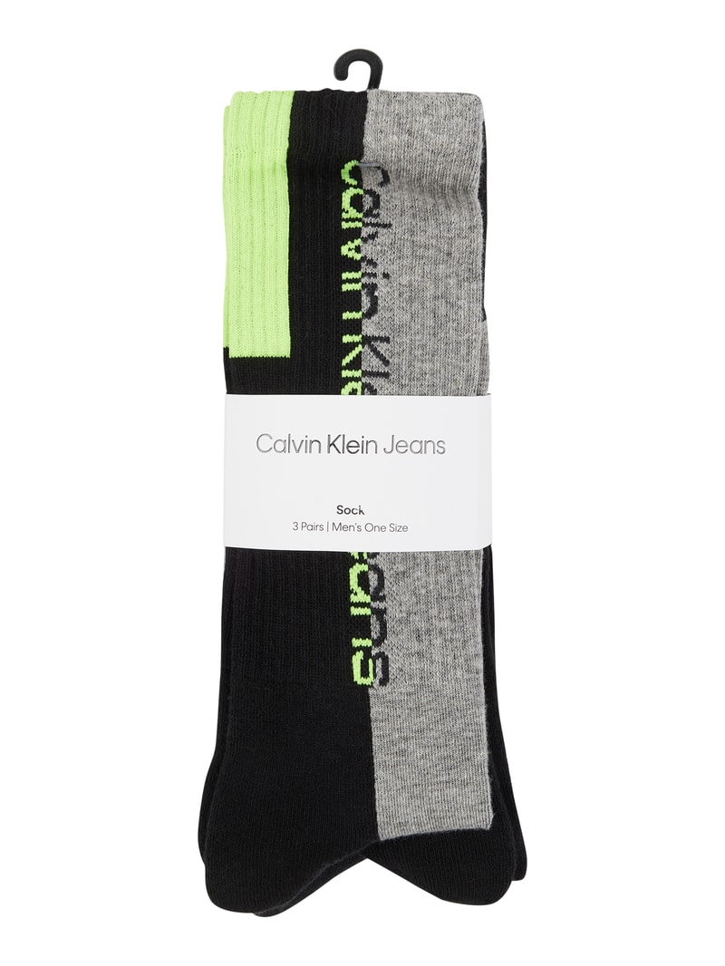 Socken mit Label-Print im 3er-Pack in black