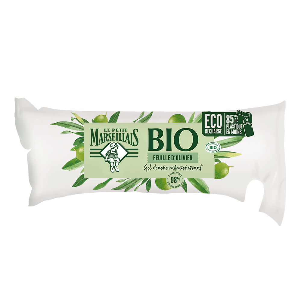 le petit marseillais Berlingot Gel Douche Bio Rafraichissant, au PH neutre, Feuille d'Olivier, 250ml Gel douche