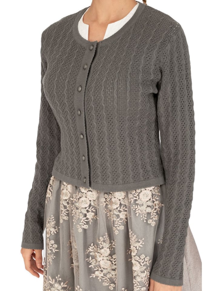OS-Trachten Strickjacke 457000-7019 in mittelgrau günstig kaufen