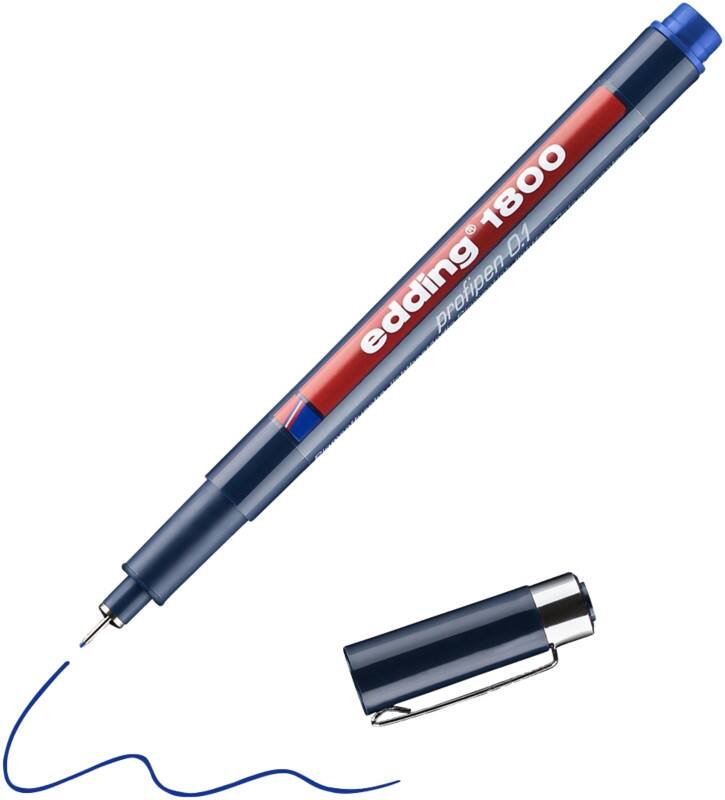 edding 1800 Marker Extra Fein Rundspitze 0,25 mm Blau Nachfüllbar Wasserbeständig