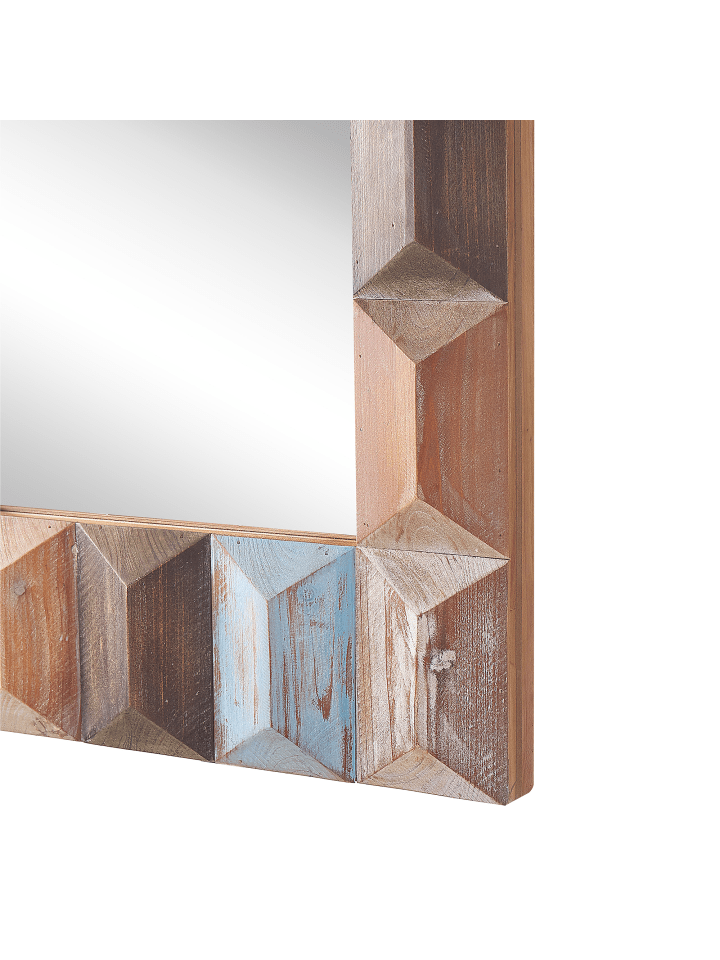 Beliani Wandspiegel HIZOTE in Dunkler Holzfarbton/Heller Holzfarbton/Blau günstig kaufen onesize
