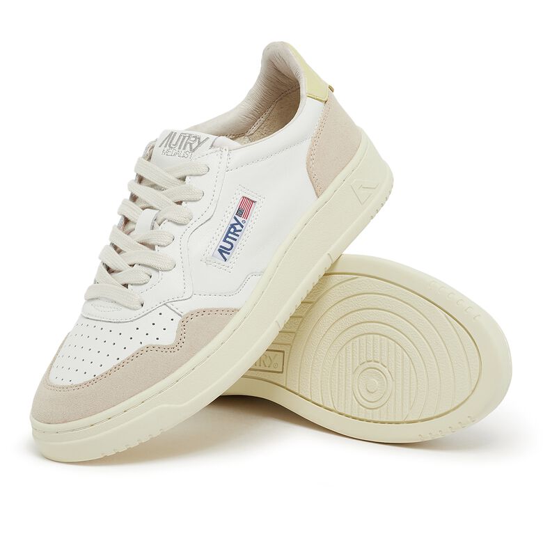 Autry Wmns Medalist Low leat/suede wht/lemgra