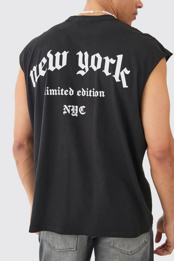 Oversize Tanktop mit New York Text Print