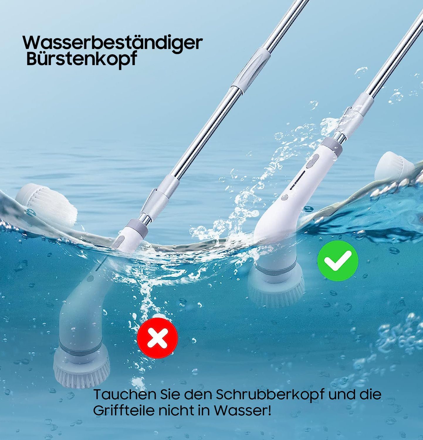 Aoucheni Reinigungsbürsten-Set Elektrischer Schleuderschrubber, elektrische Reinigungsbürste, Fliesen, Jalousien, Boden, Plissees, (Set, 9-tlg., 8-tlg), mit auswechlbarem Bürstenkopf