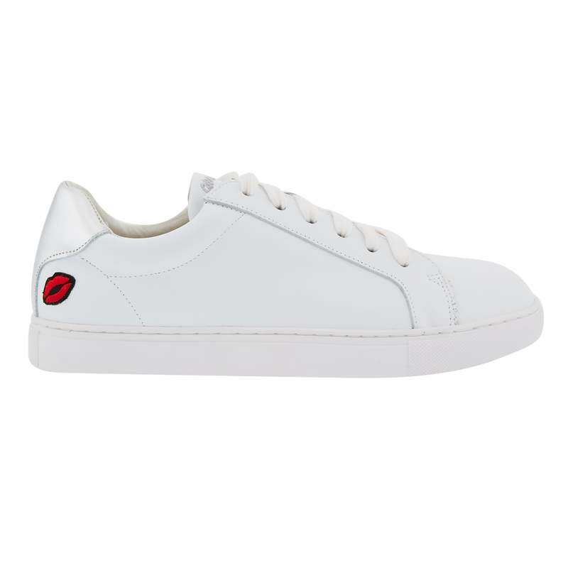 Baskets en cuir Simone petit amour argent