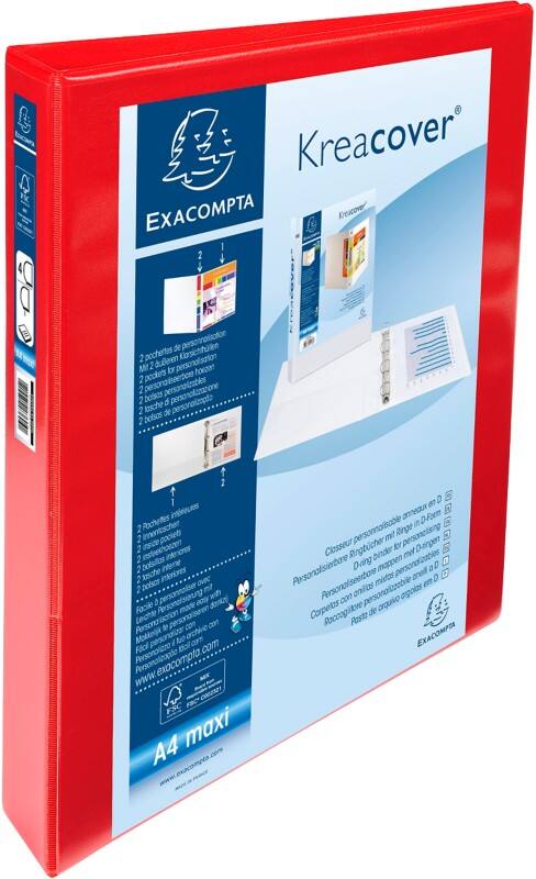 Exacompta Ringbuch Polypropylen DIN A4  4 Ringe 30 mm Rot 10 Stück