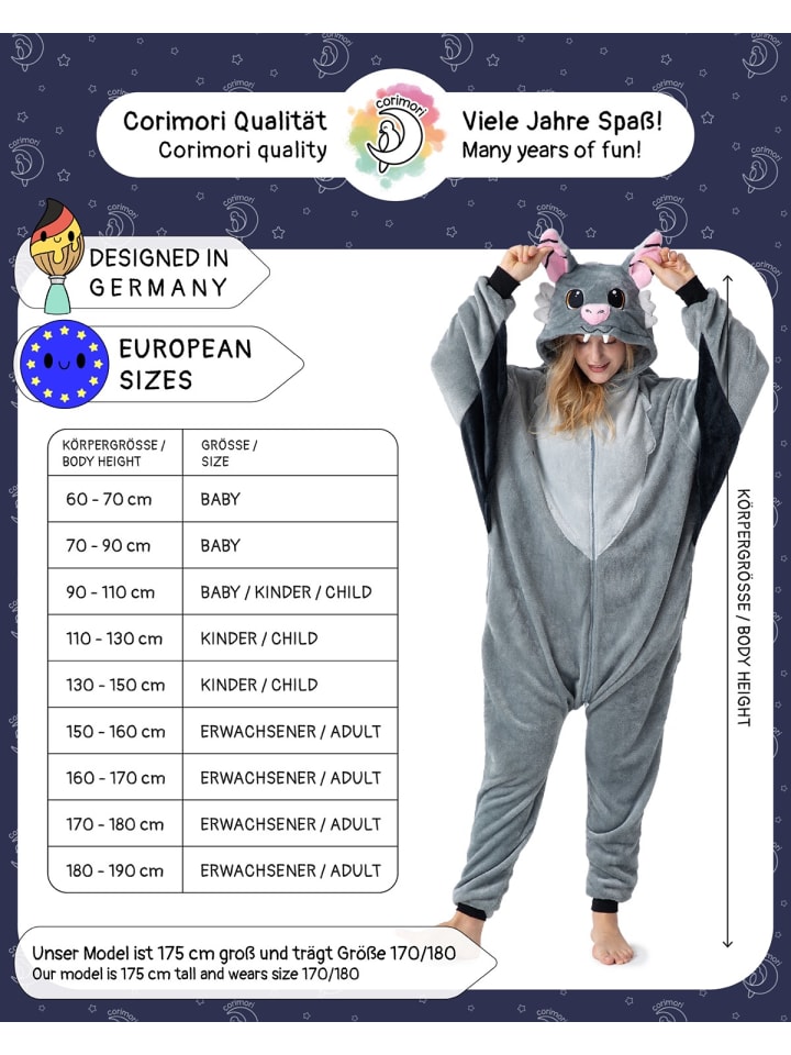 Corimori Fledermaus Kostüm Fasching in Anthrazit günstig kaufen