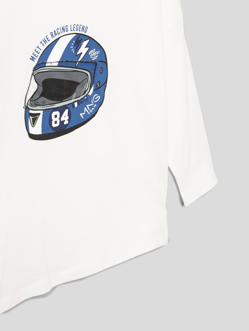 Longsleeve mit Motiv-Print Modell 'helmet' in ecru
