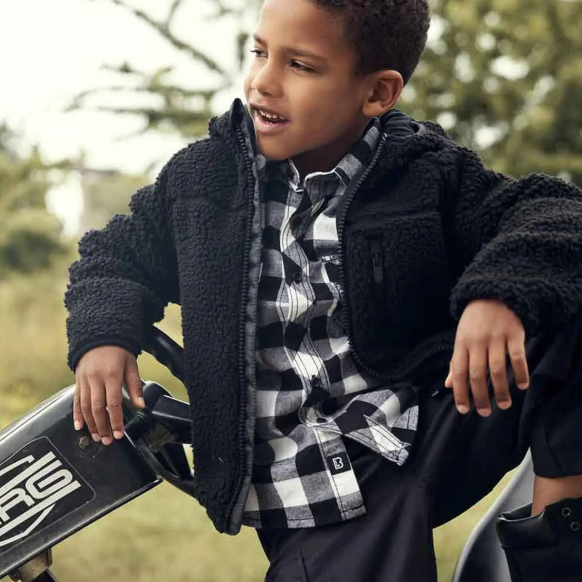 Kinder Teddyfleece Jacke schwarz