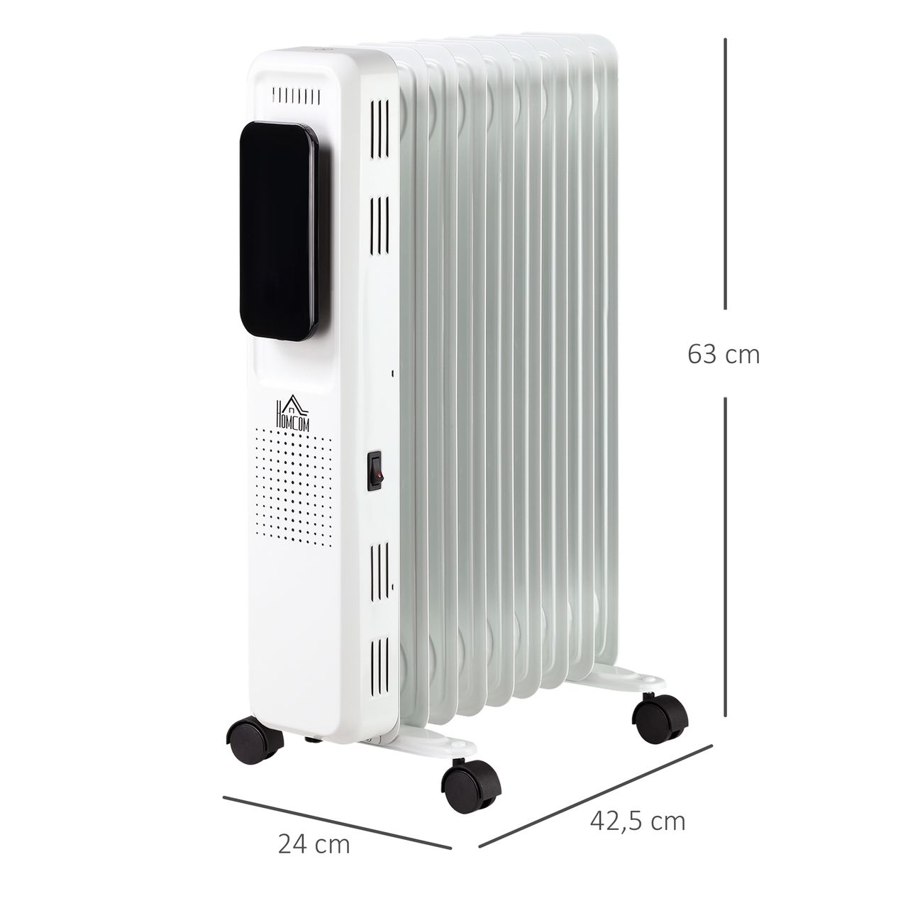HOMCOM Ölradiator tragbar elektrisch Heizkörper 1830-2180W 11 Heizplatten
