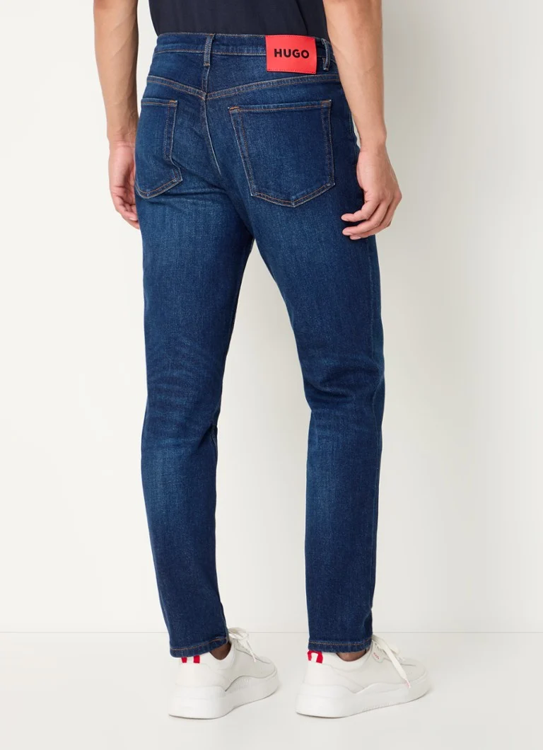 HUGO BOSS 634 dopasowane spodnie kowbojskie, ciemne sprane