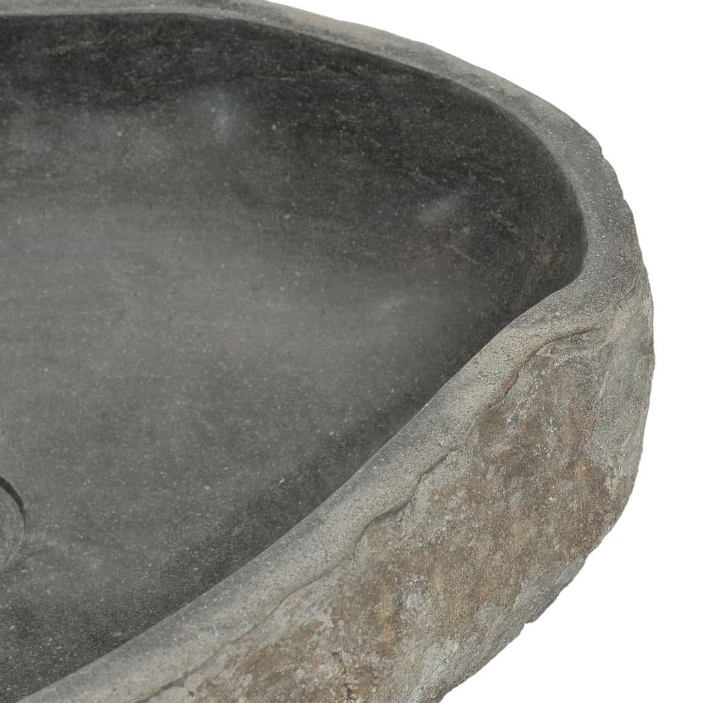 vidaXL Waschbecken Waschbecken Flussstein Oval 40 cm x 15 cm x 41 cm braun