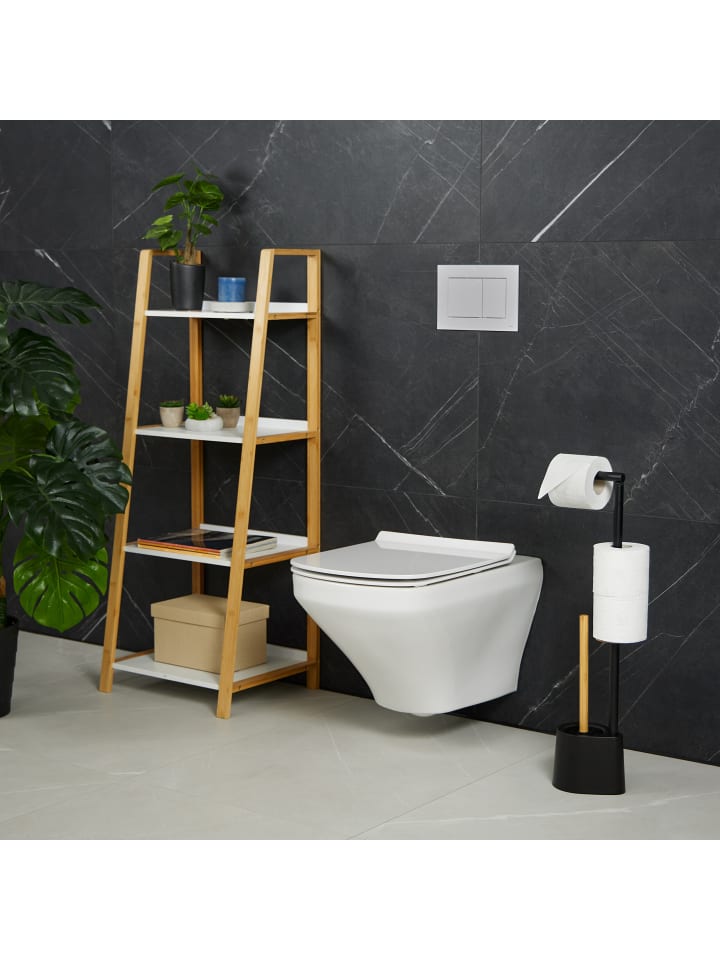 relaxdays WC Garnitur in Schwarz - (B)16 x (H)66,5 x (T)11 cm günstig kaufen onesize