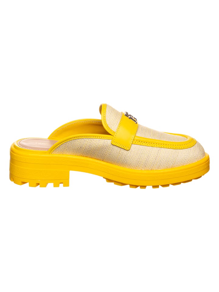 Tommy Hilfiger Shoes Leder-Clogs in Beige/ Gelb günstig kaufen 38