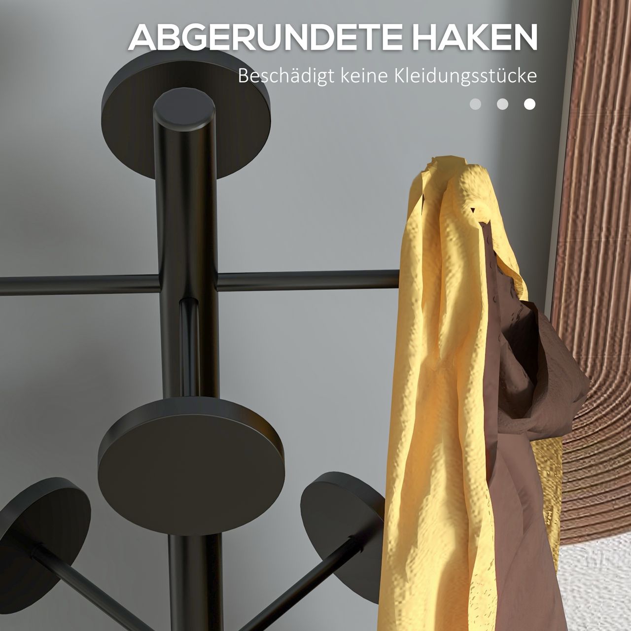 HOMCOM Garderobenständer, Kleiderständer, Garderobe mit 8 Haken für Kleidung