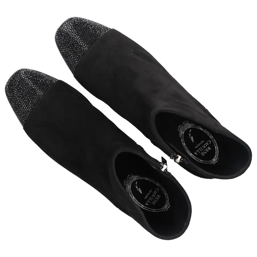 Rene Caovilla - Klassische Stiefeletten RHINESTONE 40 Veloursleder - schwarz