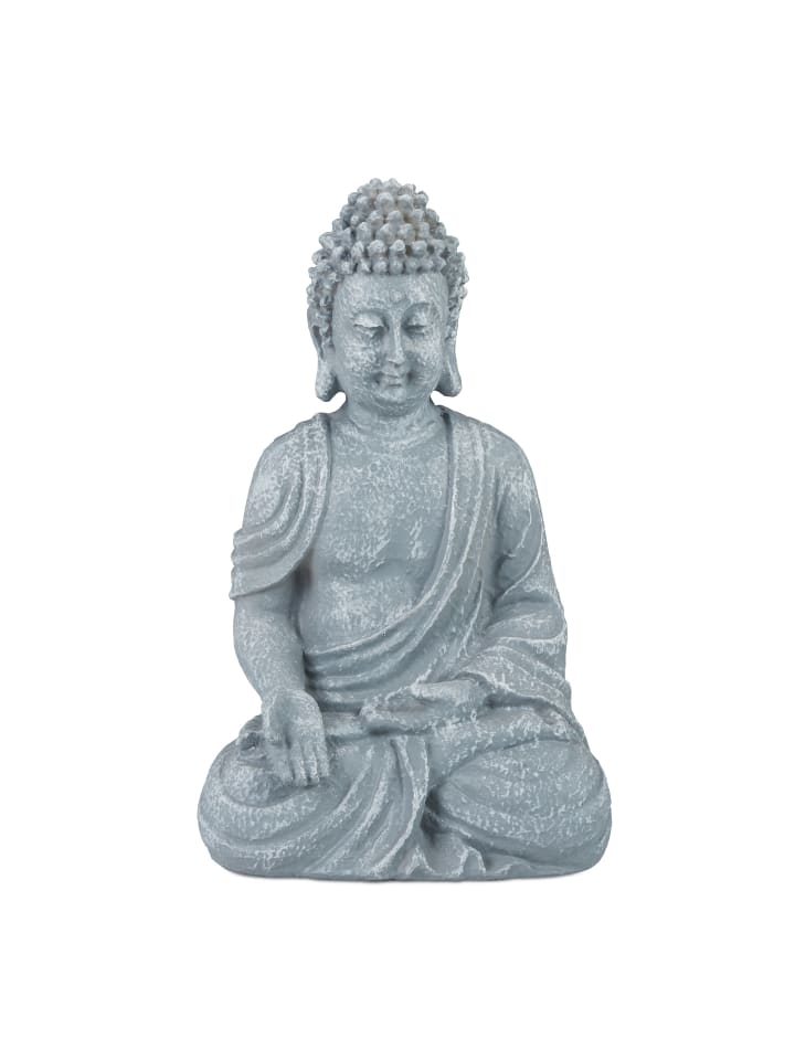 relaxdays Buddha Figur in Hellgrau - (H)18 cm günstig kaufen onesize
