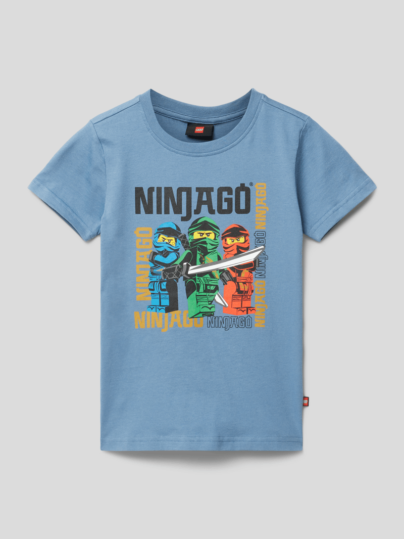 T-Shirt mit Rundhalsausschnitt in rauchblau