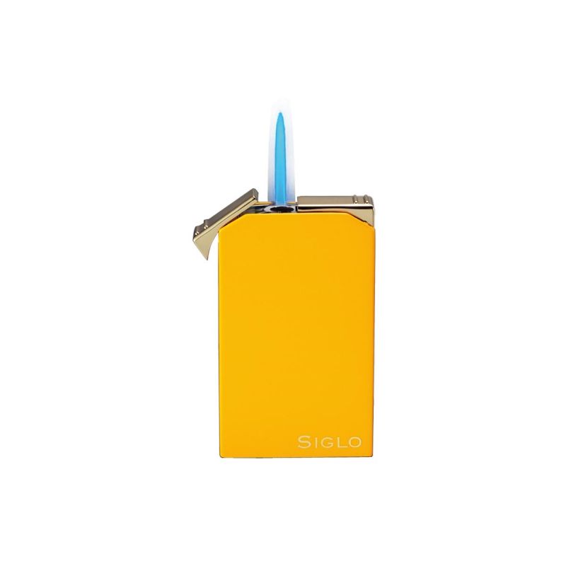 Zigarrenfeuerzeug der Marke Siglo, Twin Flame Lighter Checkers Yellow