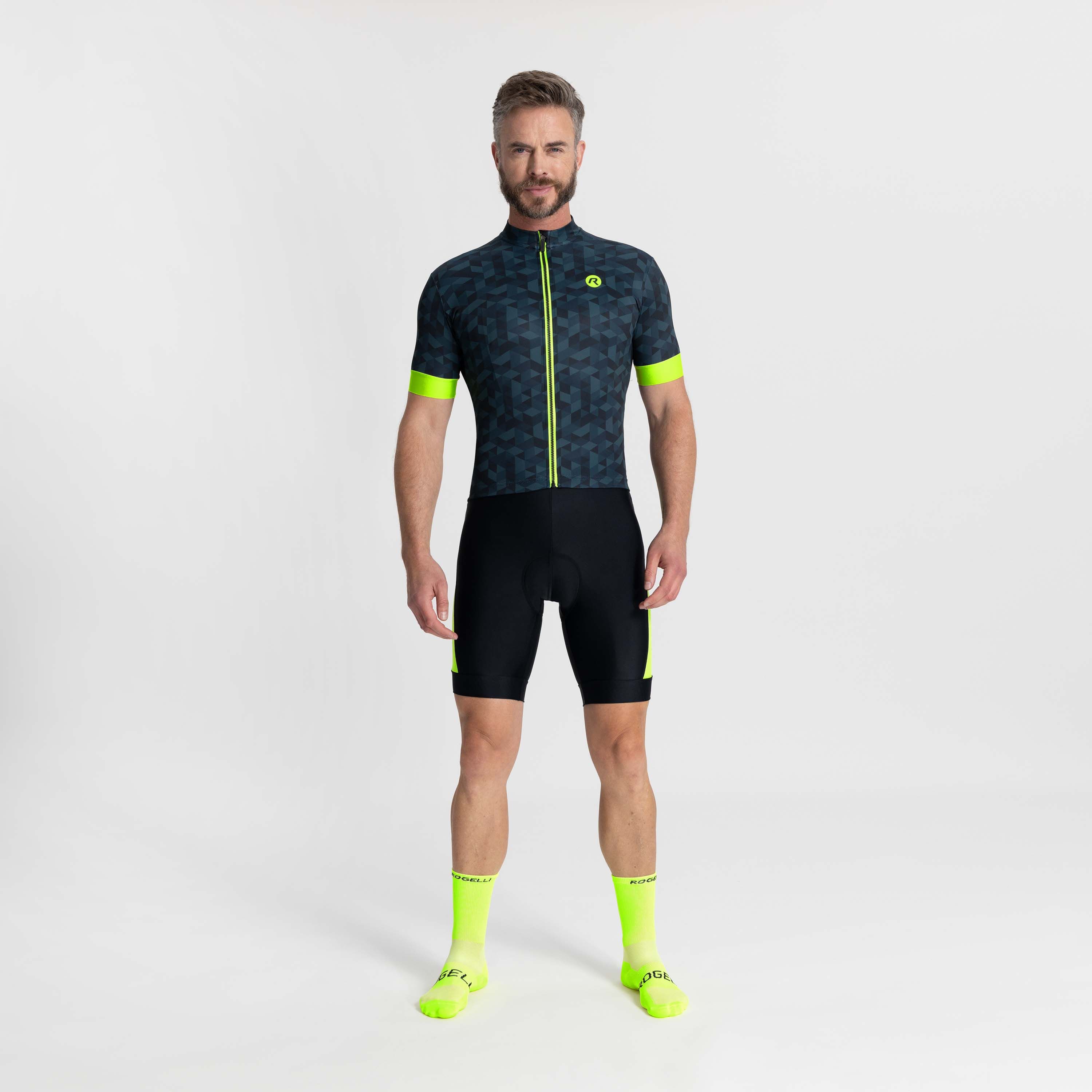 Rogelli Rubik Blau/Gelb Herren Radtrikot Kurzarm