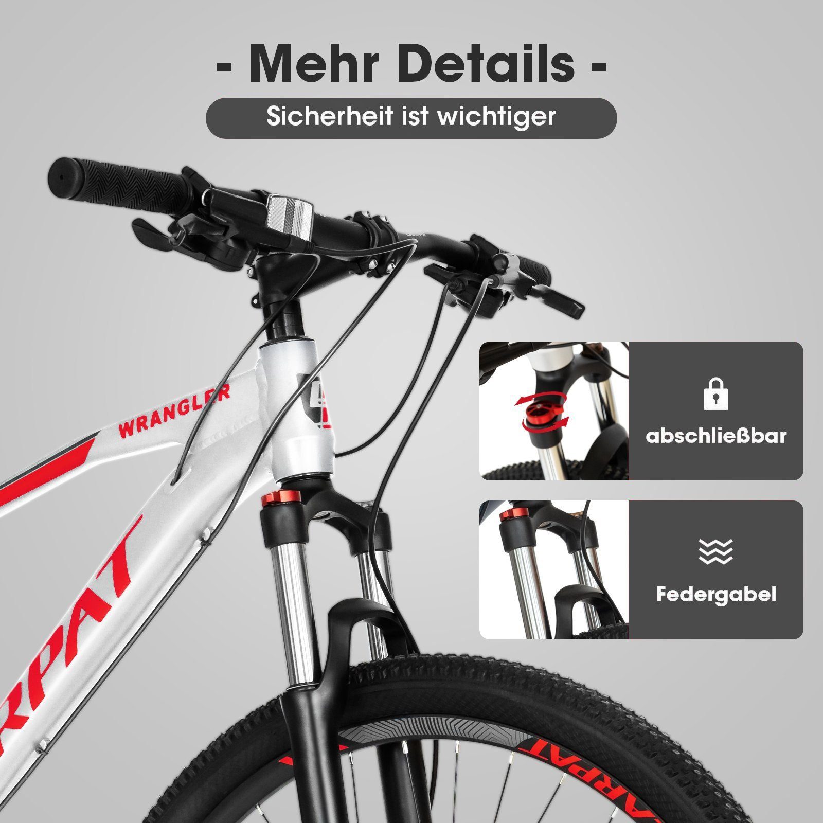 CARPAT SPORT Mountainbike 29 Zoll MTB Fahrrad für Damen Herren, 24 Gang Shimano Tourney Schaltwerk, Kettenschaltung, (Aluminiumrahmen, Hydraulische Scheibenbremse), Hardtail Mountainbike