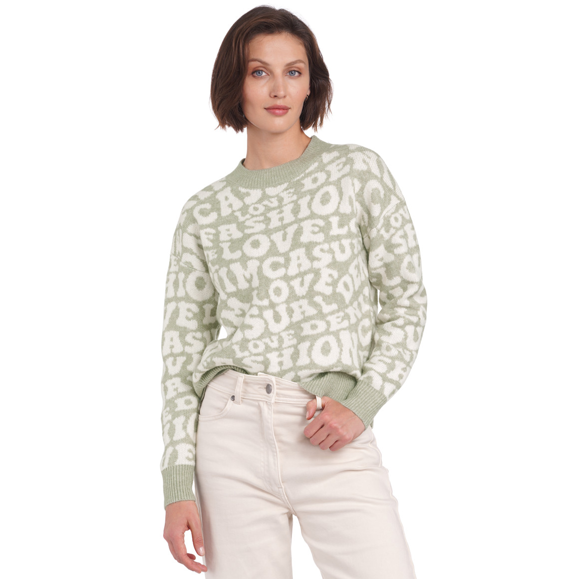 Damen Strickpullover mit Schriftzügen