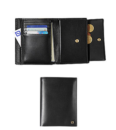 AIGNER, Geldbörse,Kalbleder, schwarz