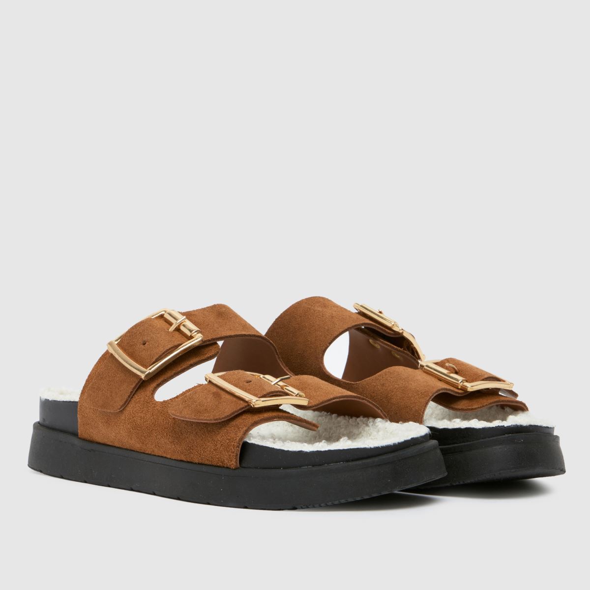 Schuh – Truvy – Bruna sandaler i mocka med sockspänne