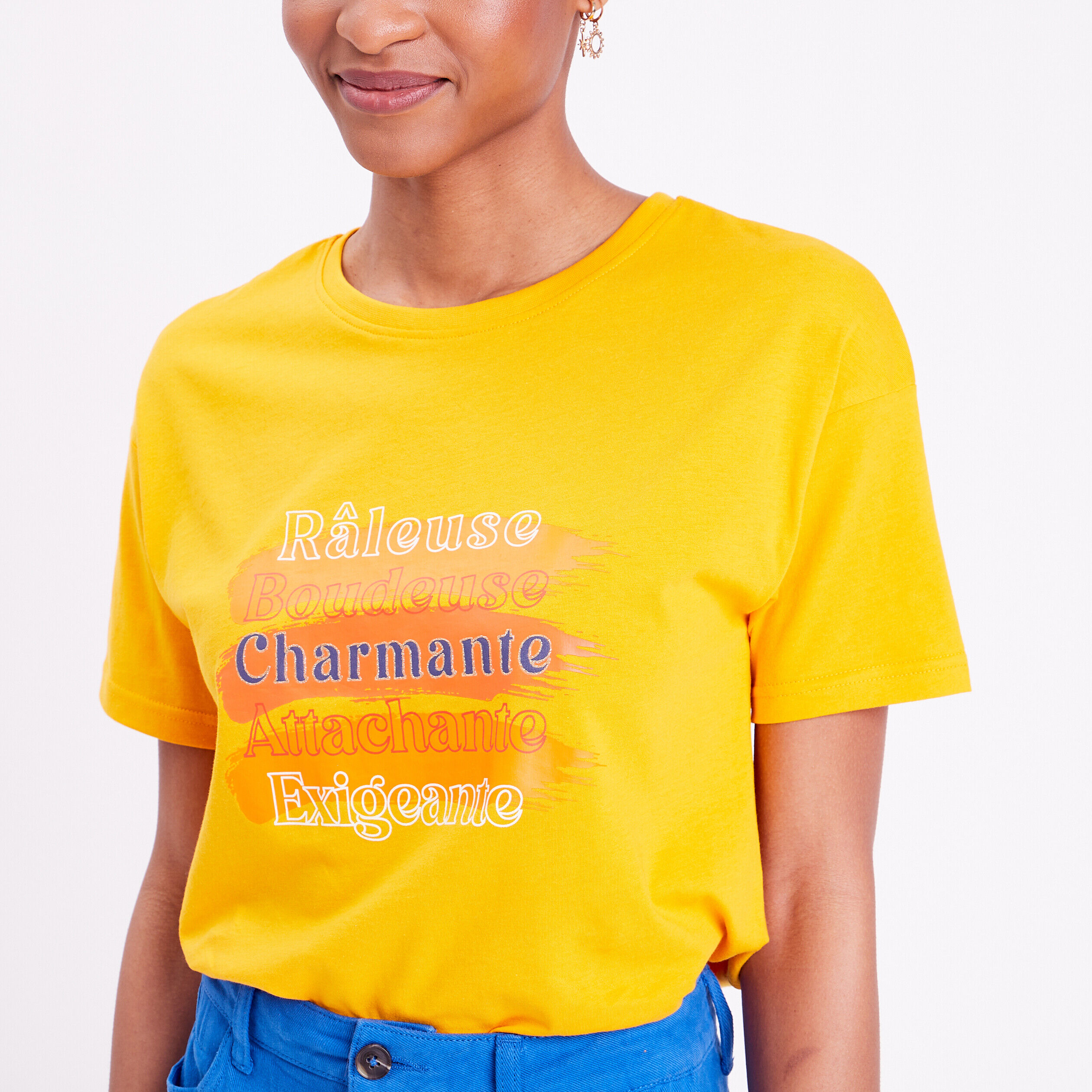 T-shirt manches courtes jaune or femme | Cache Cache