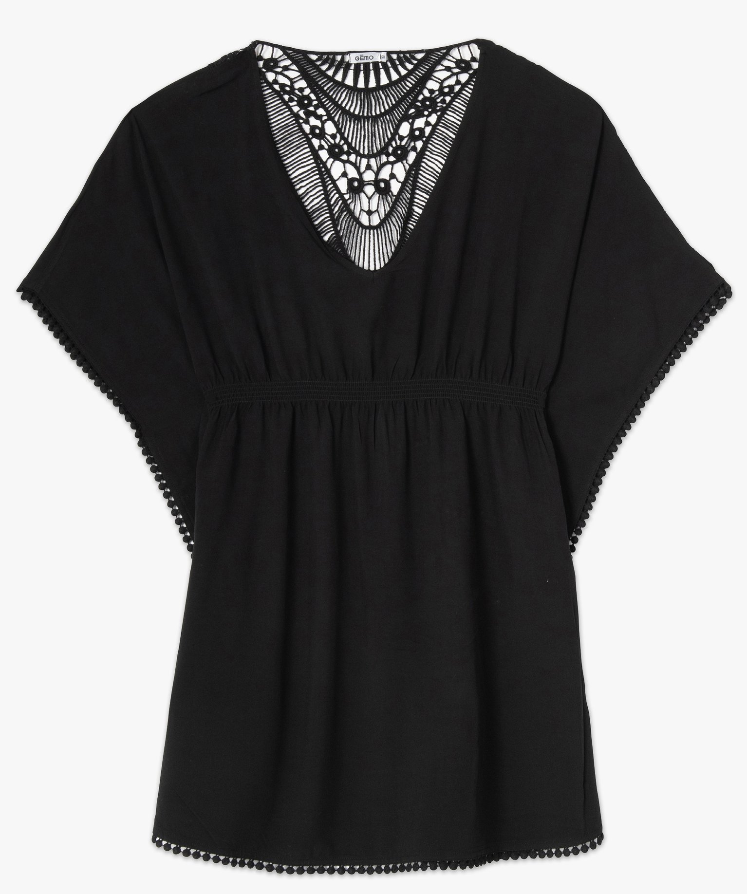 Robe de plage femme avec dos en dentelle noir | GEMO