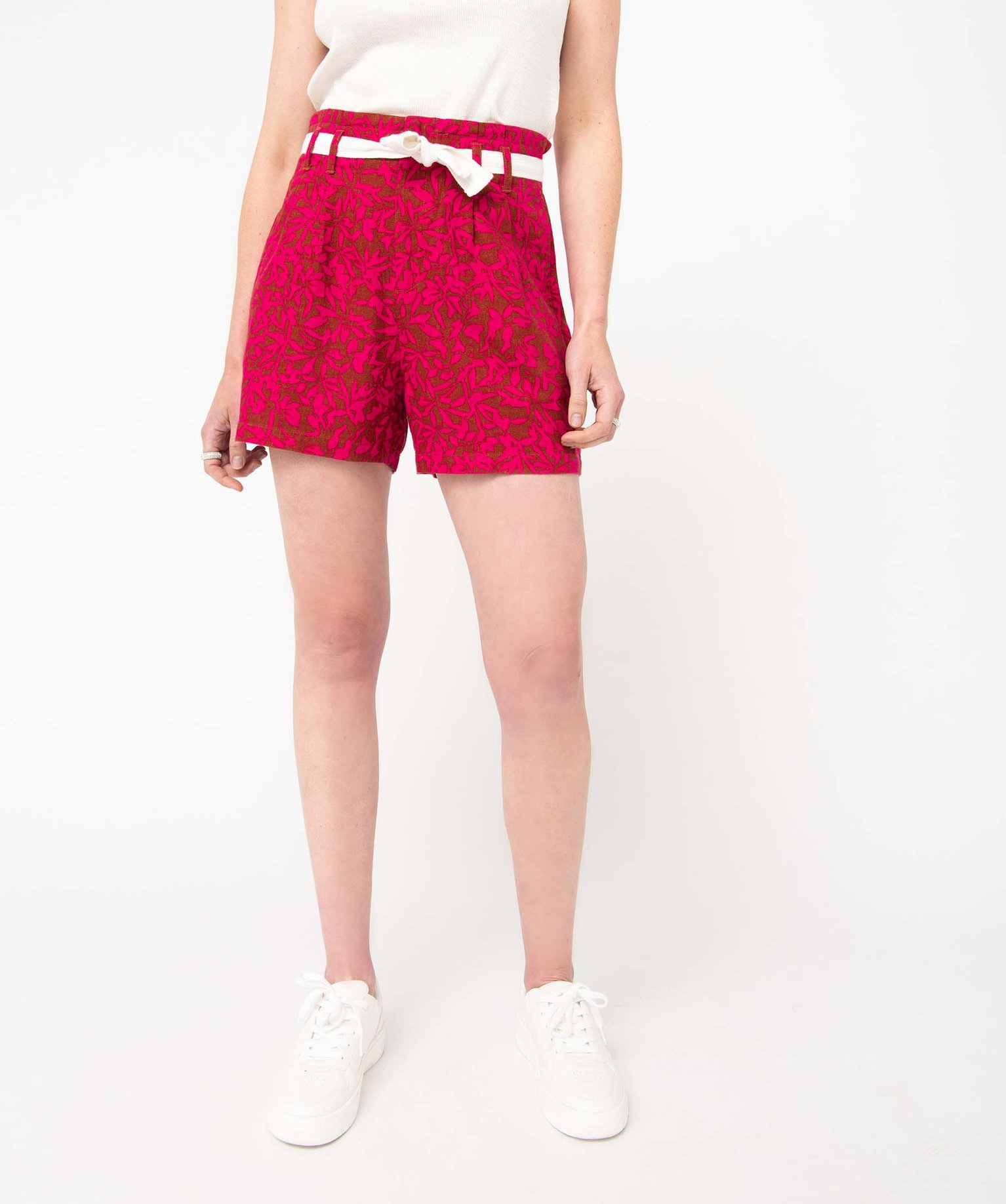 Short femme imprimé contenant du lin imprime | GEMO