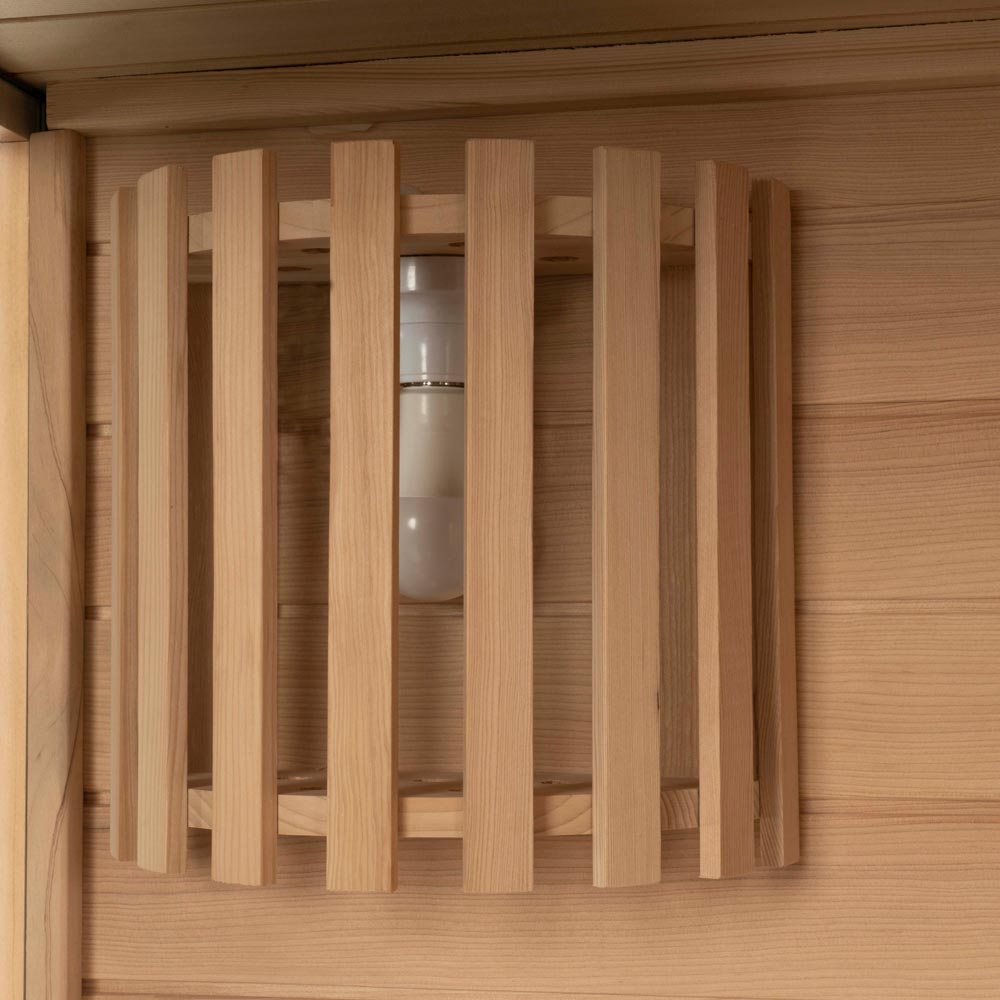 Home Deluxe Traditionelle Sauna SKYLINE XL BIG Kunststeinwand - 200 x 200 cm