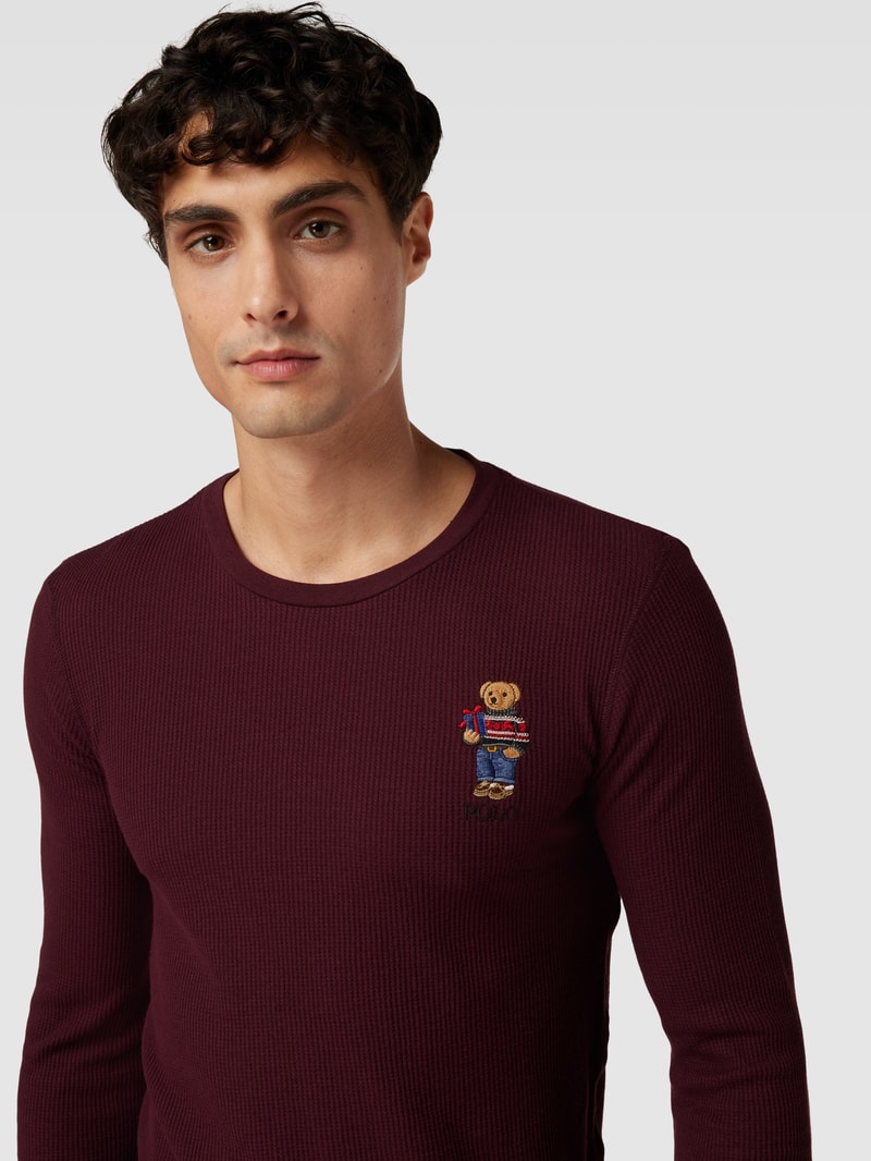 Sweatanzug mit Motiv-Stitching in bordeaux rot