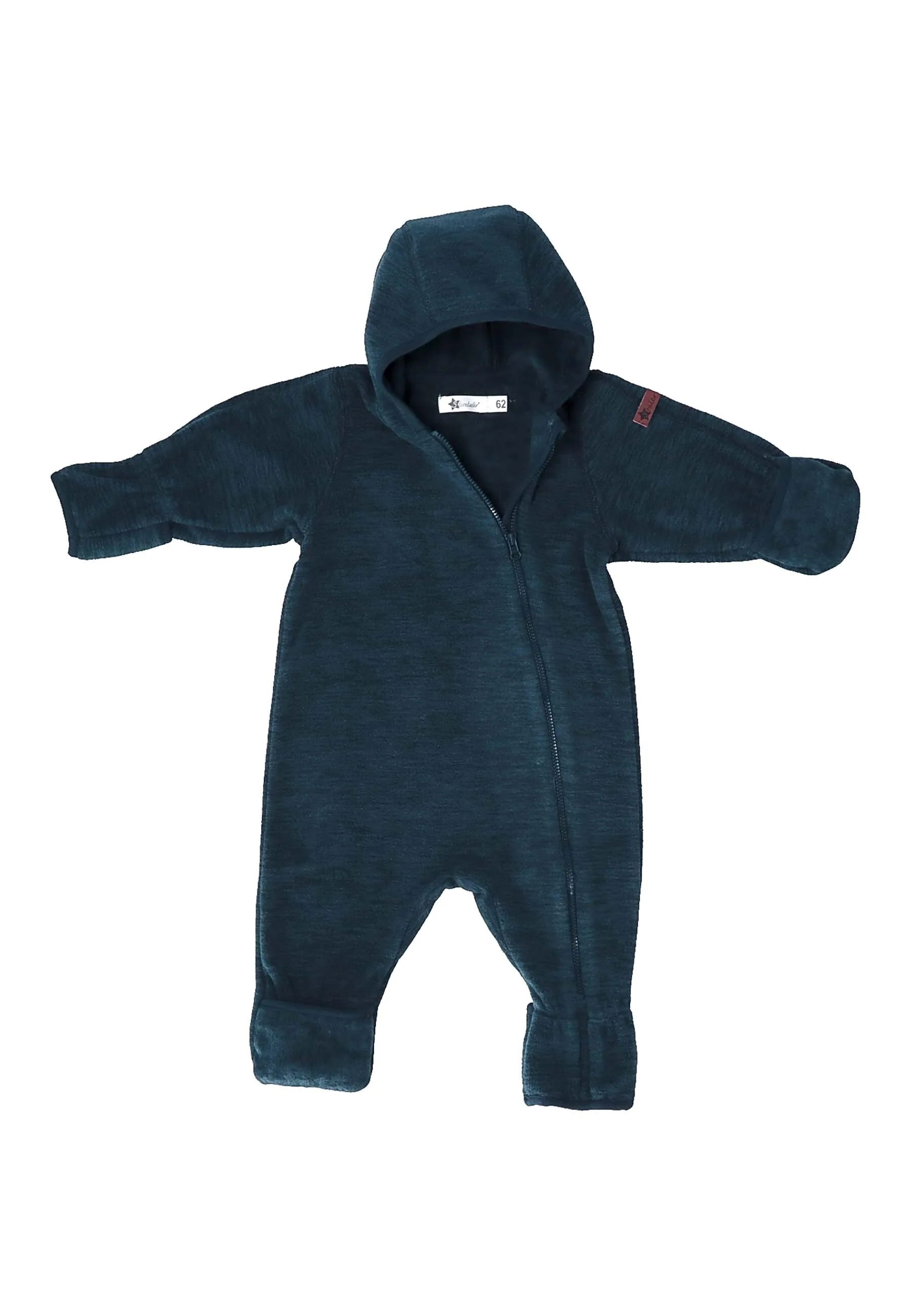 Overall aus Melange-Microfleece uni mit Kapuze