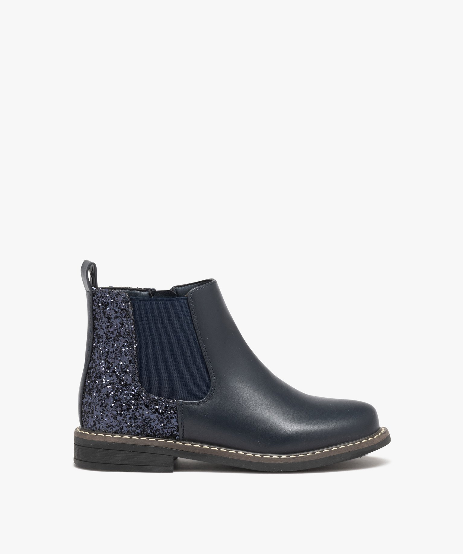 Boots fille unies style Chelsea à strass marron | GEMO
