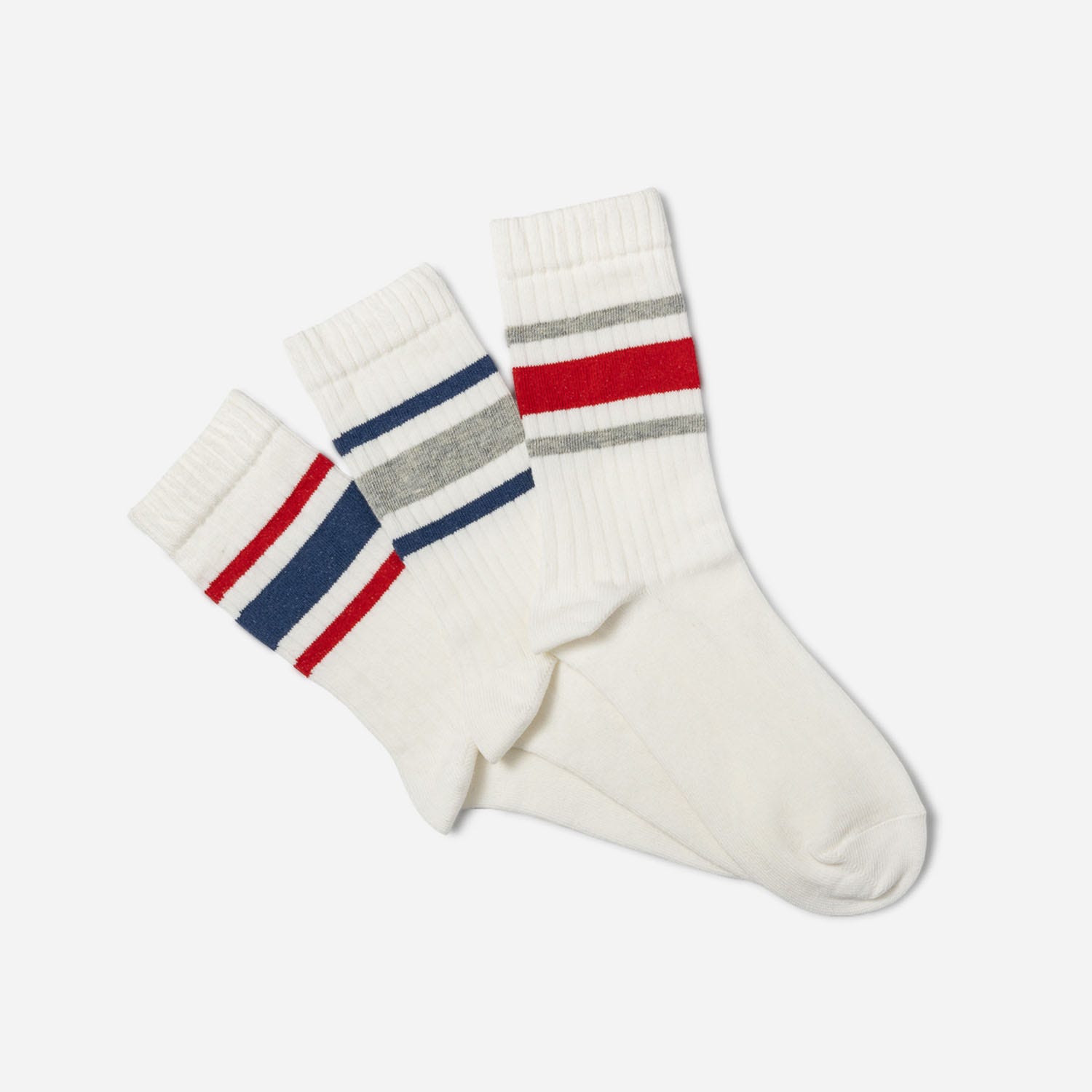 Lot de 3 paires de chaussettes écrues à rayures