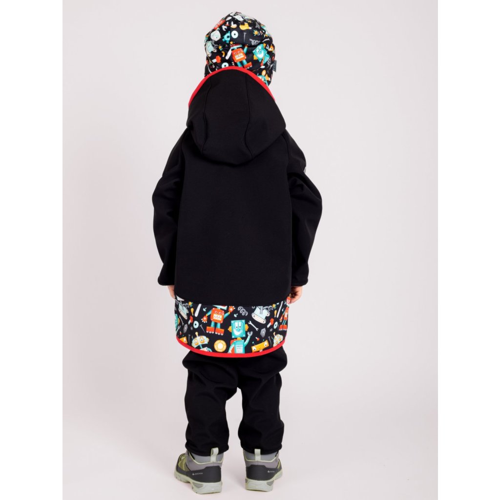 Unuo Kinder-Softshelljacke mit Fleece Roboter Schwarz