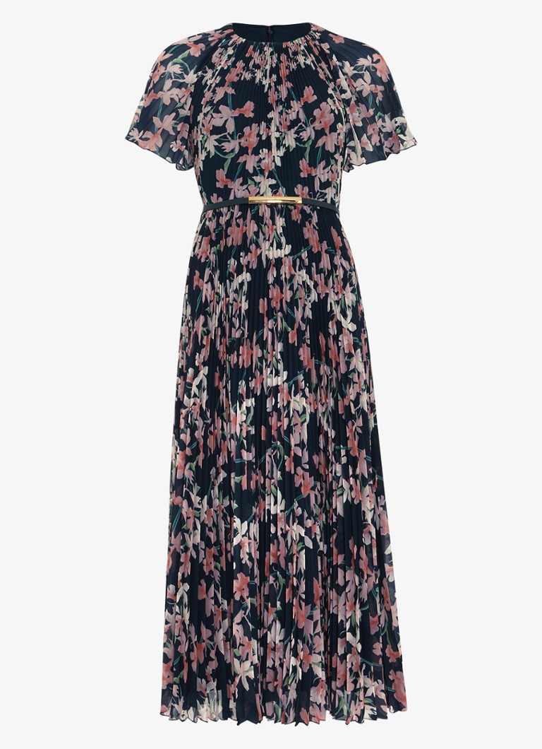 Vestido midi Kathleen de Phase Eight, con estampado floral y pliegues.