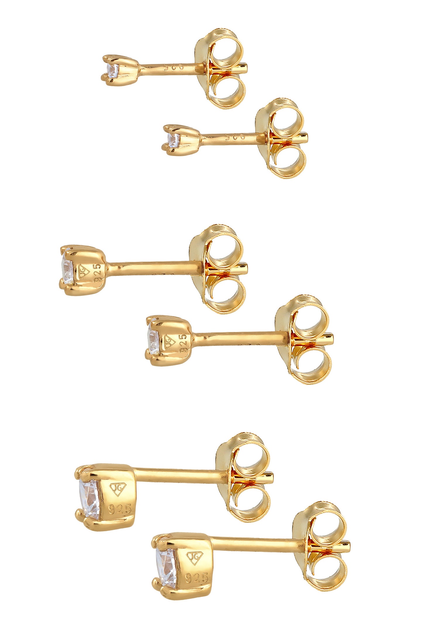 Set di 3 orecchini a lobo da donna Elli con zirconi cubici in argento sterling 925